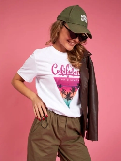 Футболка калифорния california оверсайз белая