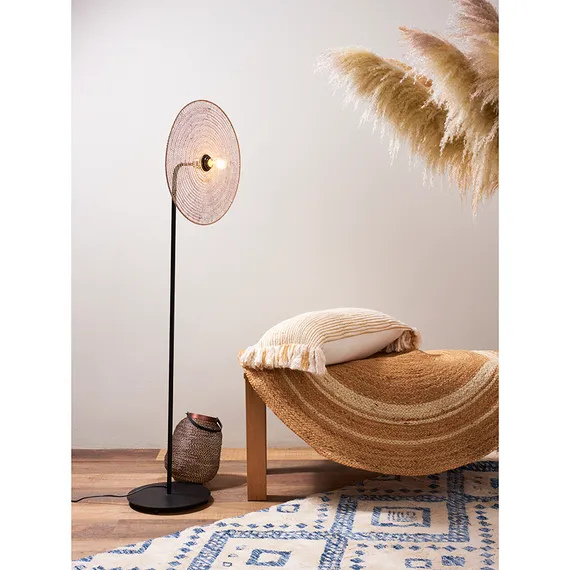 Ковер из джута круглый с вставками белого цвета из коллекции ethnic, 120см