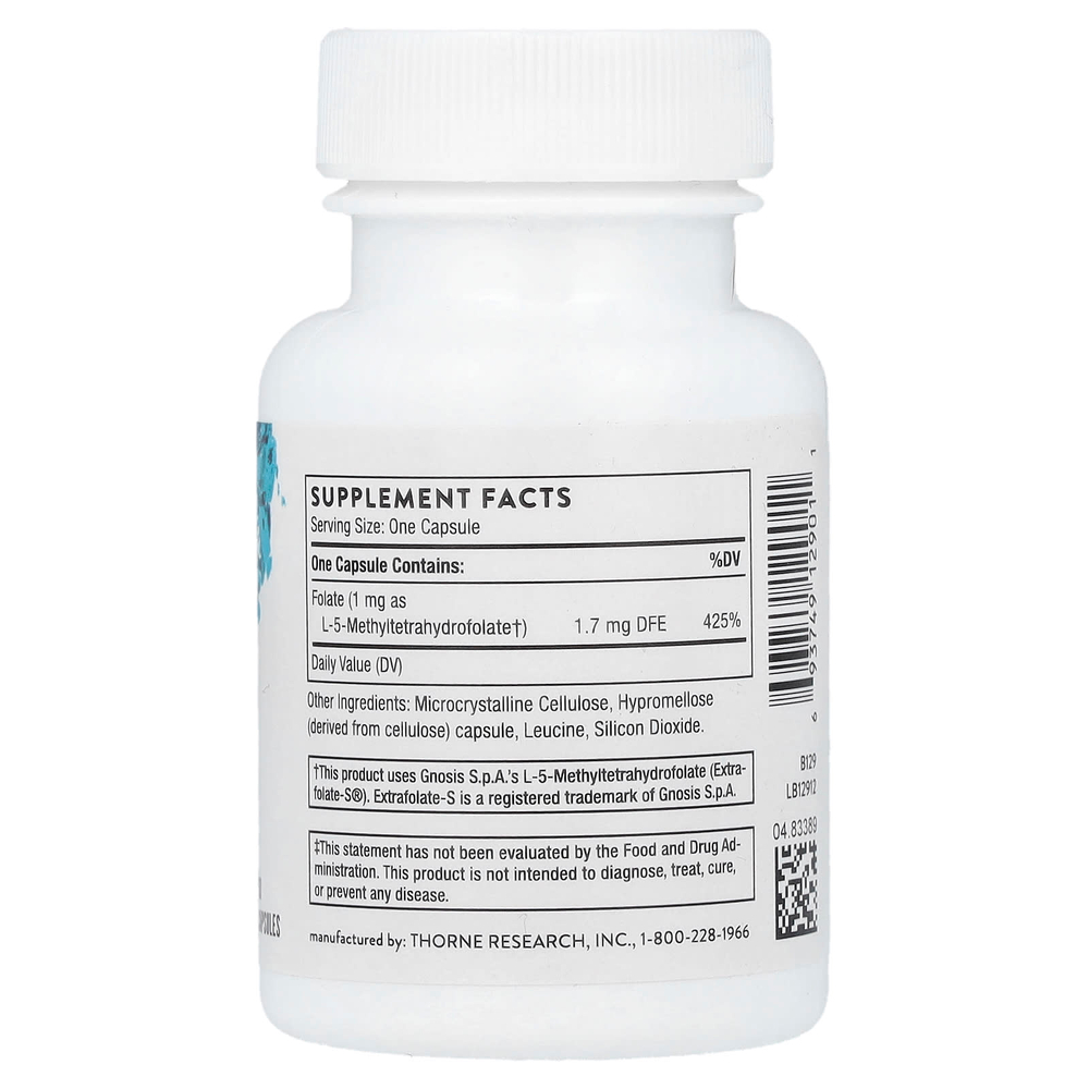 Thorne, 5-метилтетрагидрофолат, 1 мг, 60 капсул