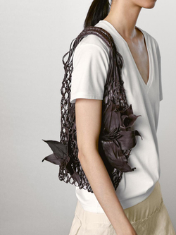 Massimo Dutti Футболка из 100% хлопка с V-образным вырезом, белый