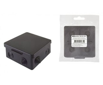 Распаечная коробка TDM ОП 100х100х55мм, крышка, IP54, 8вх., черная, инд. штрихкод SQ1401-0913 - 1 шт