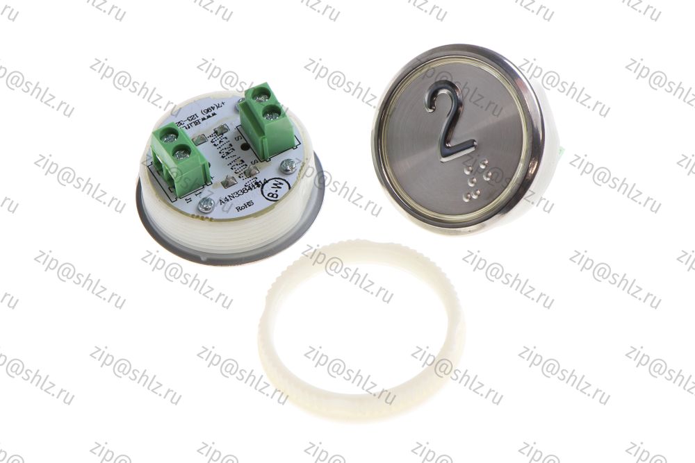 Кнопка (кнопочный модуль) BBP-R331-CMPLT-S-W &quot;2 этаж&quot;, круглая, статическая белая подсветка, Брайль.