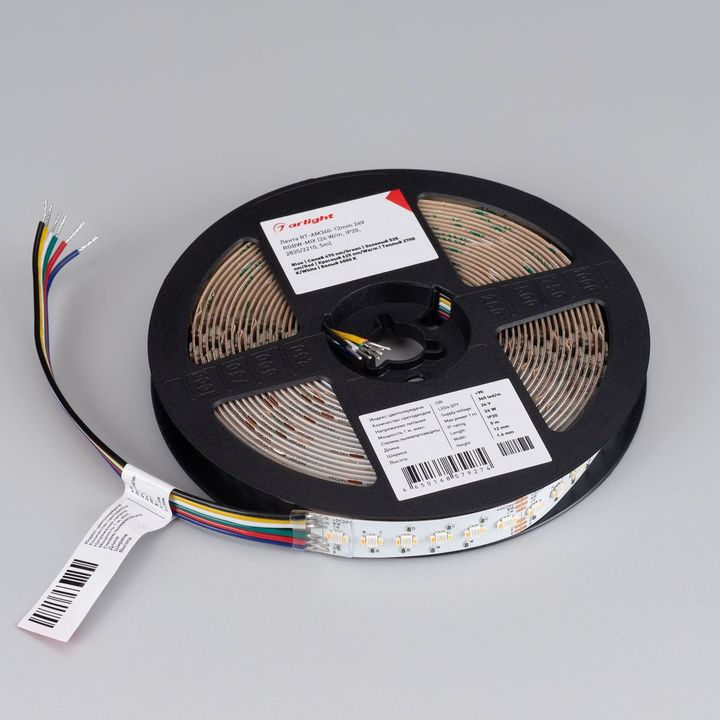 Светодиодная лента Arlight 4W/m 60Led/m 2835SMD разноцветный/холодный белый 5M RT-AM360-12mm 24V RGBW-MIX 044036