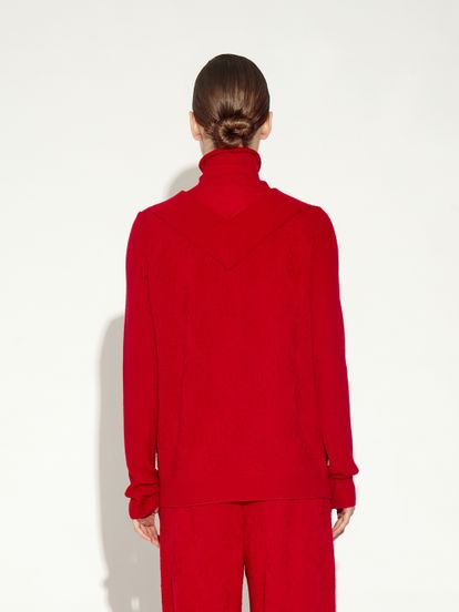 Женский джемпер красного цвета из 100% шерсти - фото 4