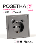 Розетка одинарная внутренняя с USB и type C