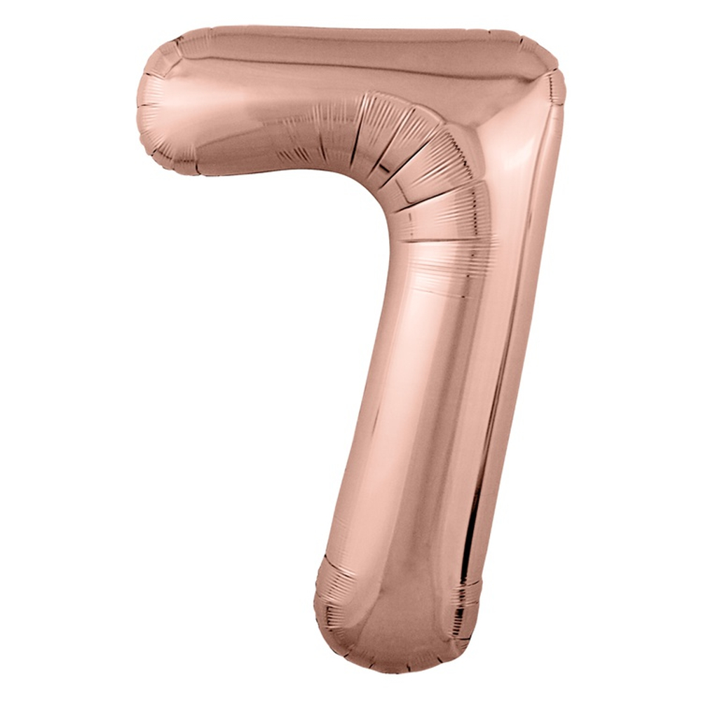 Шар фольгированный Цифра 7 101 см (Розовое Золото)