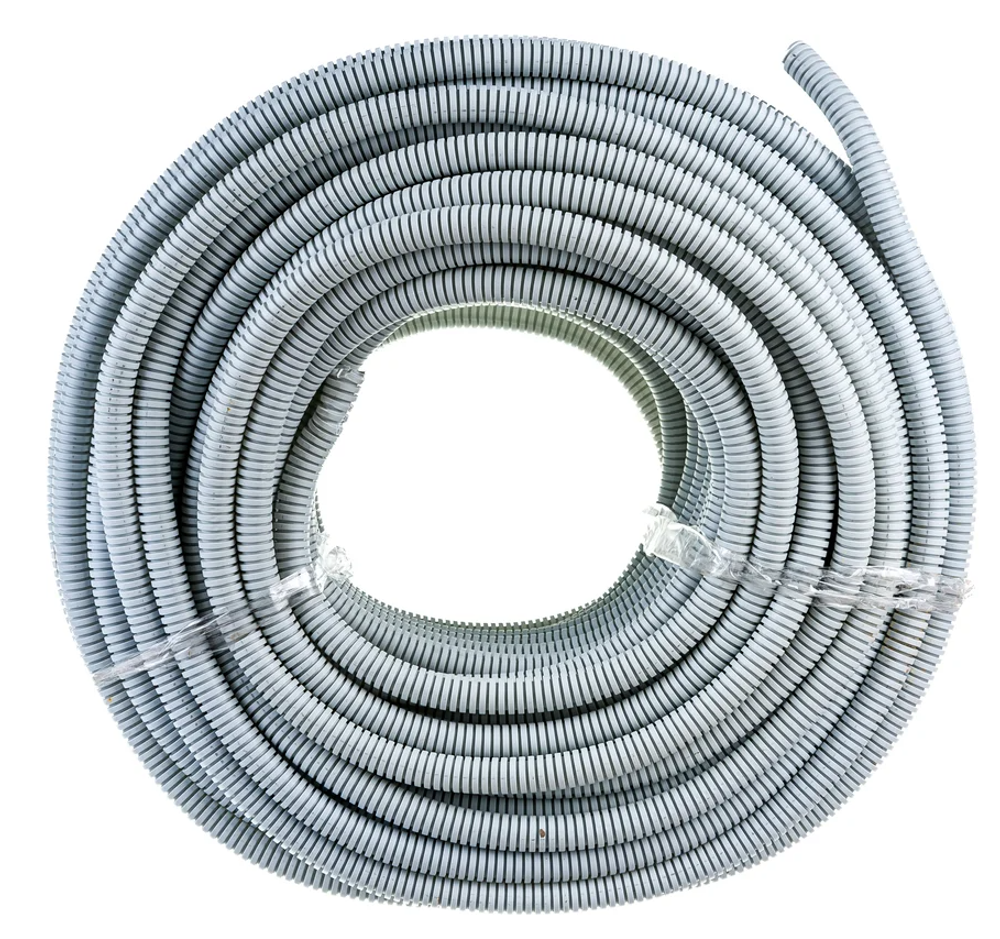 Труба гофрированная ПВХ серая с/з D20 (100м) Строитель (Строитель)