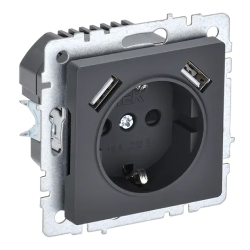 Розетка с заземлением  IEK BR-R14-16-U21-D31-K53