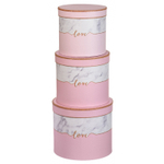 Подарочная коробка Basir 3 в 1, круглые с крышкой, серия "Love", размер 24*20.5/21.5*19.2/18.8*17.5 см (диаметр*высота), ассорти