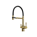 Смеситель для кухни Sancos Garda с гибким изливом, цвет брашированное золото/черный, PVD покрытие, арт. SC4009BG