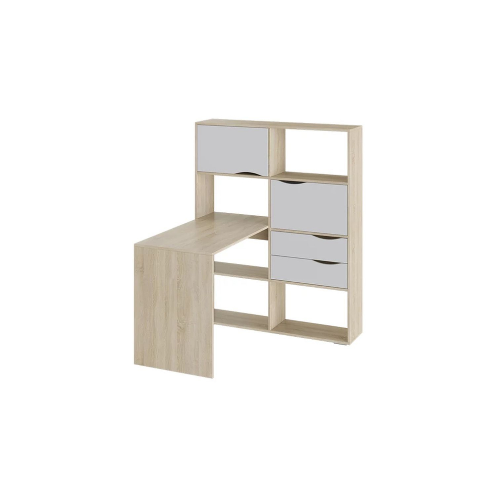 Стол письменный угловой с ящиками Дуб Сонома/Графит Серый, Тип 7, 114,8х110х143,2 см