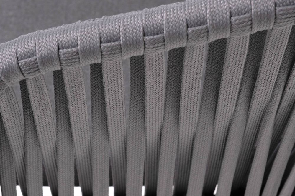 "Бордо" стул плетеный из роупа, каркас алюминий темно-серый (RAL7024) муар, роуп серый 15мм, ткань темно-серая 027