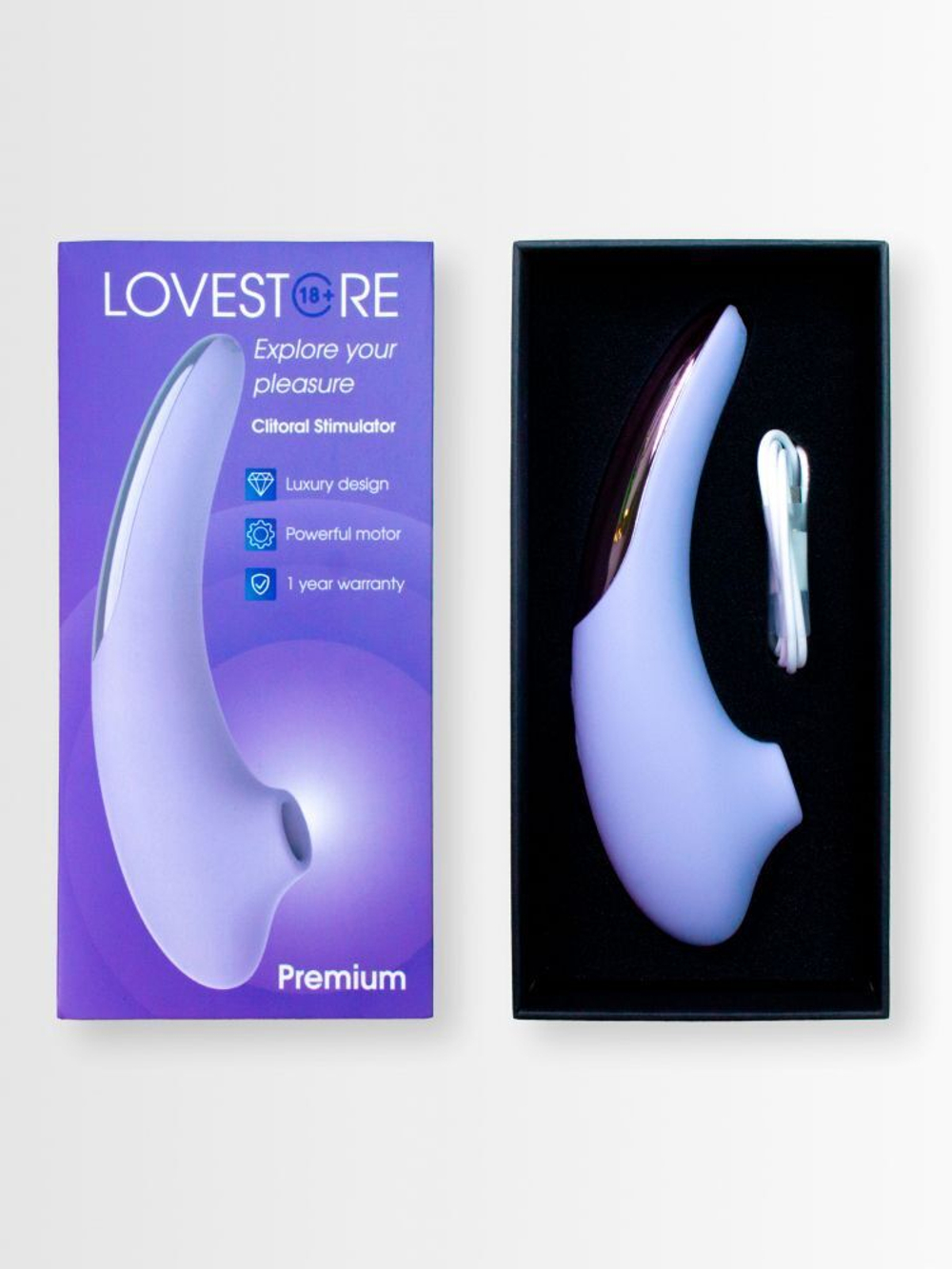 Сиреневый вакуумный стимулятор клитора Premium (Цвет: сиреневый)