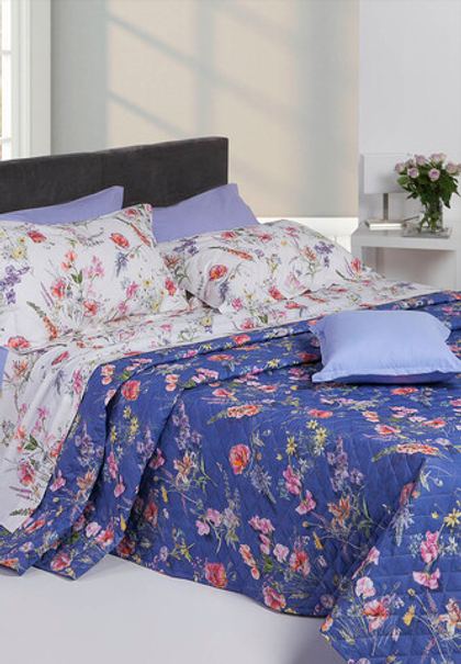 Постельное белье 2 спальное евро Mirabello Campagna In Fiore синее