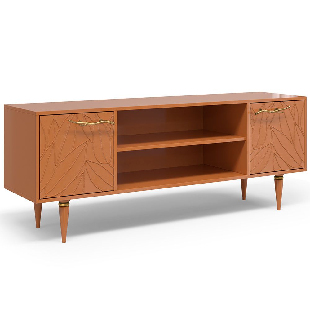 Тумба под ТВ Арт Колор leaves 155см Классик Голд Томленый оранжевый