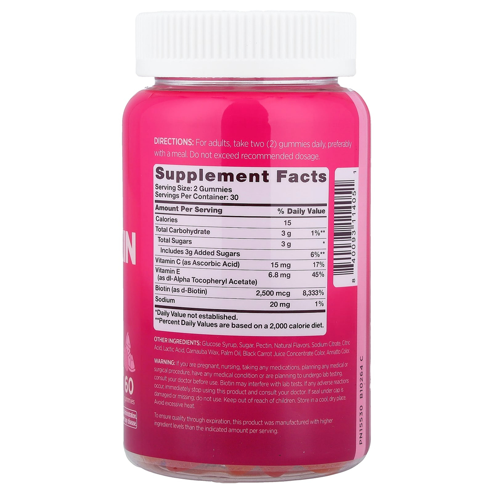 Pink, Beautiful, жевательные таблетки для волос, кожи и ногтей, со вкусом вкусных фруктов, 60 жевательных таблеток