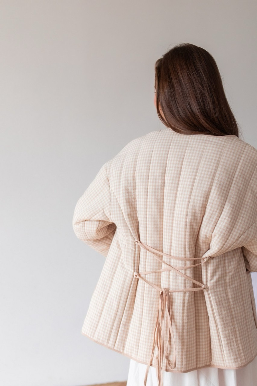 Телогрейка, Бежевый в клетку