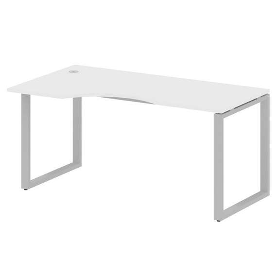 Metal System Стол криволинейный левый на О-образном м/к БО.СА-1 (L) Белый/Металл Серый 1600*900*750