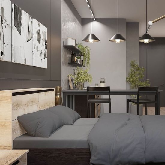 Кровать БЕРГЕН 1600 со столиком серия 3