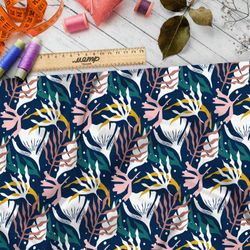 Ткань мембрана разноцветные водоросли на синем фоне