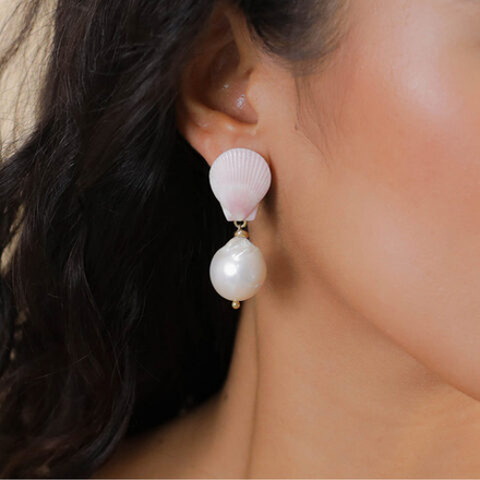 Серьги Nature Bijoux, Spiaggia Rosa, с морской ракушкой и жемчугом, NB26.1-12-90564 (розовый)