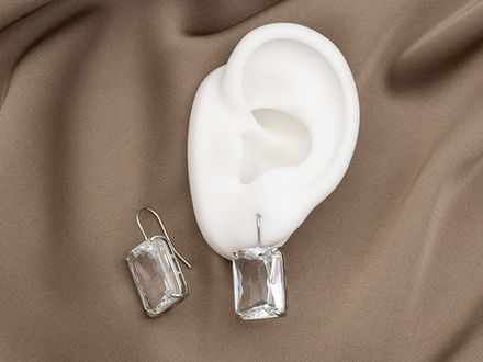 Серьги "Vintage" 28мм, с прозрачными кристаллами