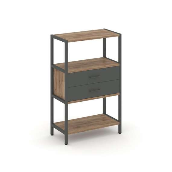 Shelf System Односекционный стеллаж трехярусный с ящиками SN.STM-312 Дуб Табак/Антрацит/Металл Антра