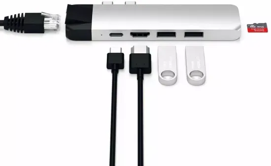 USB-концентратор Satechi Type-C Pro Hub Adapter with Ethernet (ST-TCPHE), разъемов: 3, Silver