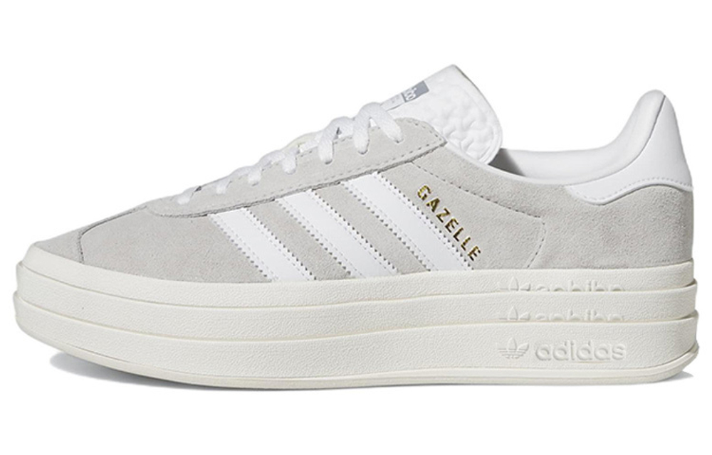 Adidas originals Gazelle Bold thick-soled casual non-slip wear-resistant low-top sneakers women's gray and white