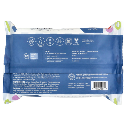 The Honest Company, Little Flushables, без отдушек, 42 салфетки на растительной основе