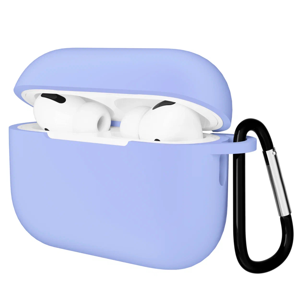 Чехол для Airpods Pro 2 Gurdini прорезиненный soft touch c карабином Сиреневый