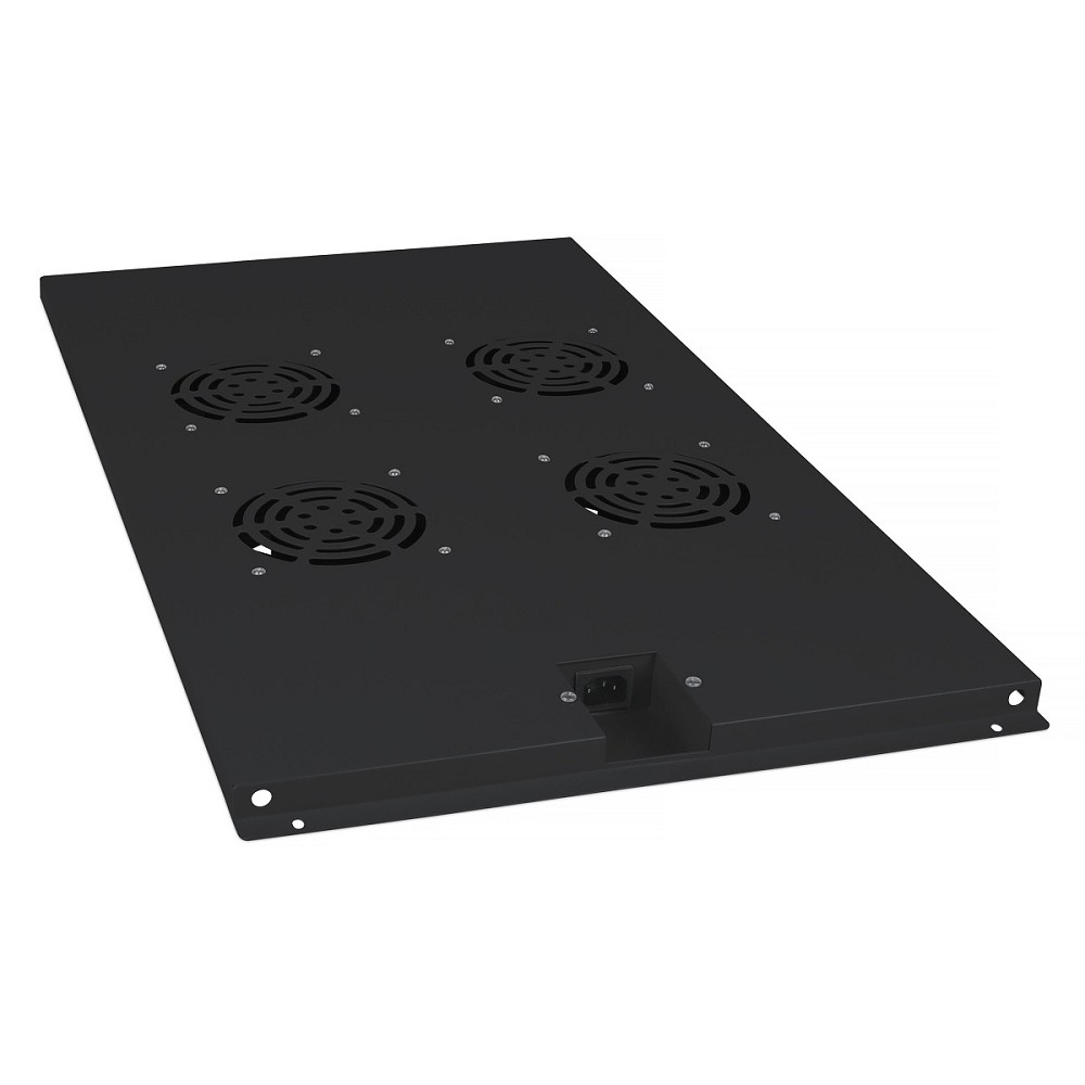 Вентилятор Cabeus TRAY-100-BK Модуль вентиляторный с 4-я вентиляторами для установки в напольные шкафы серии SH-05C , ND-05C глубиной 1000мм, цвет черный (RAL 9004)