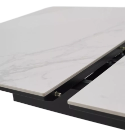Стол КОМИЛЬФО МИНИ 100 БЕЛЫЙ МРАМОР с прожилками латте, керамика / ЧЕРНЫЙ, М-City