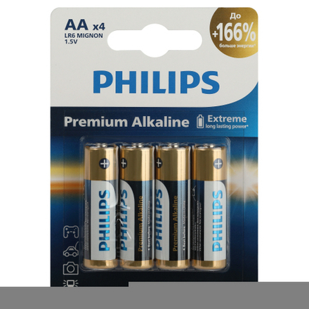 Батарейки Philips LR6M4B/51 АА алкалиновые 1,5v 4 шт. LR6-4BL Premium (4/48/144/17280)