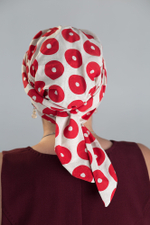 Тюрбан Эмма Лен, шапочка с лентами, красные колечки