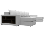 Диван П-образный Дубай полки слева, Белый, Экокожа, 31519