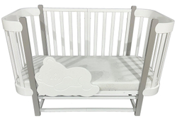 Детская кроватка ByTwinz Carly продольный маятник 3 в 1 белый/серый
