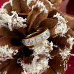 Кликер "Square" - Желтое золото - White CZ