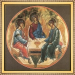 Икона "Святая Троица (Рублев)", рама 28х28, в коробке
