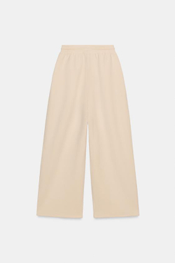 ZARA БРЮКИ BALLOON ИЗ ТРИКОТАЖА ИНТЕРЛОК, ЦВЕТ СЛИВОЧНОГО МАСЛА