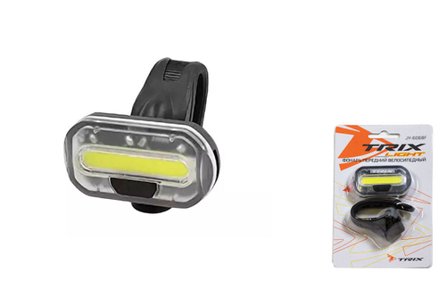 Фара TRIX передняя, 15-ти чиповый суперъяркий диод, 2 режима, крепеж на руль, батарейки в комплекте, пластик