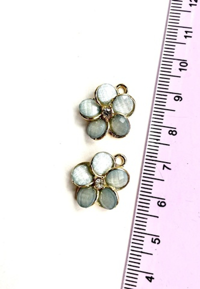 3001-г Подвеска "Цветок" голубой со стеклом, 15мм, позолота