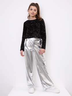 Костюм брючный праздничный с пайетками для девочки чёрный