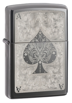 Зажигалка Zippo Classic с покрытием Black Ice, латунь/сталь, чёрная, глянцевая, 36x12x56 мм