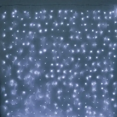 Гирлянда для дома ЗАНАВЕС «Классика Premium» ш3* в2,5 м 630 ламп LED, прозр пров, 8 реж,IP-40. Белый (возможность соединения)