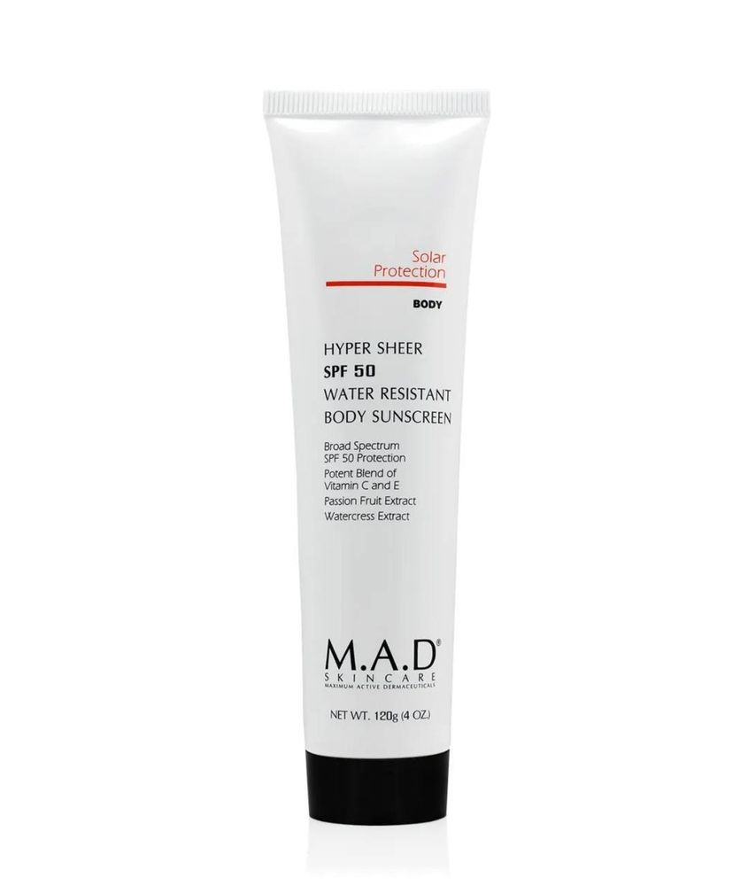M.A.D Hyper Sheer SPF 50 water Resistant Body Lotion