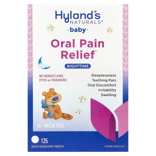 Hyland's Naturals, таблетки для облегчения боли в полости рта и спокойного сна у грудных детей, от 0 месяцев, 125 быстрорастворимых таблеток