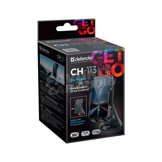 Держатель Defender CH-113 присоска шарнир чёрный