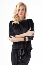 Домашний костюм из бархатистой ткани с декором из пайеток (Размер: M) (Цвет: голубой)