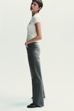 ZARA ДЖИНСЫ TRF WIDE-LEG С ВЫСОКОЙ ПОСАДКОЙ FULL LENGTH, АНТРАЦИТОВО-СЕРЫЙ